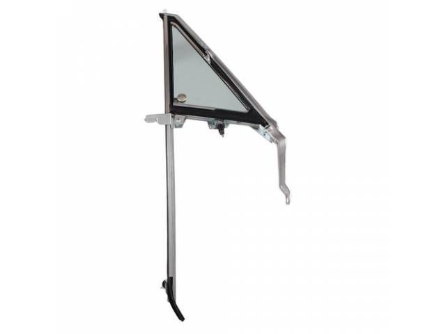 Vent Window Glass Assembly, RH, green tinted glass, repro