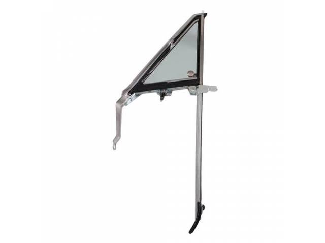 Vent Window Glass Assembly, LH, green tinted glass, repro