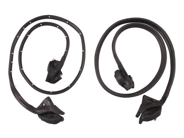 Door Weatherstrip Set, incl fasteners, molded ends w/ clips and reinforcements, FairChild brand, OE-Correct repro