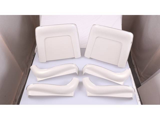 BACK PANEL AND SIDE SHIELD SET, Bucket Seat, parchment, (6) includes two back panels and four side shields, ABS-Plastic w/ chrome mylar trim, repro