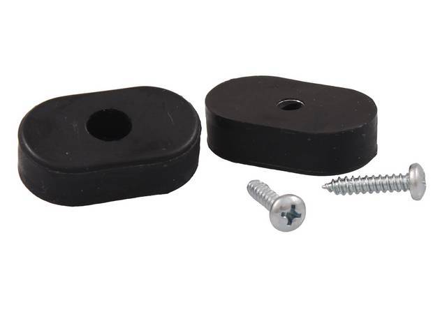 Seat Back Rubber Bumper Kit, (4) Incl 2 oval bumpers w/ metal backing and 2 screws, driver quality Reproduction for (66-72)