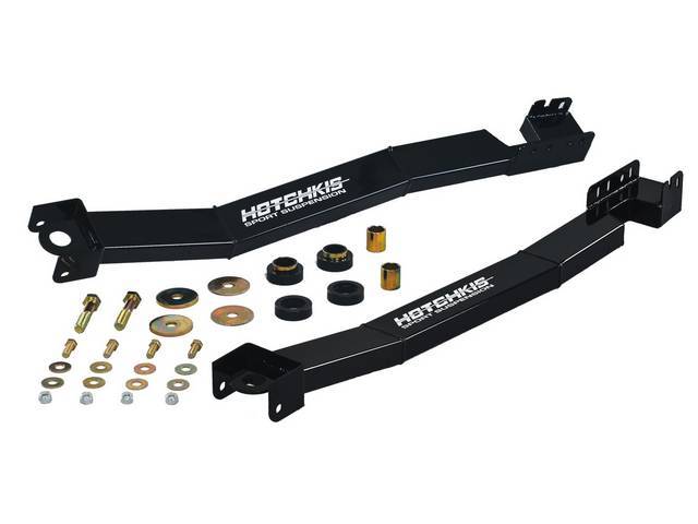 SUBFRAME CONNECTORS, Retangular, Hotchkis, Can Bolt In But Should Be Welded For Best Strength, Gloss Black Powder Coated Finish, No Floor Modifications Reqd, Fabricated from 1.5 Inch x 2.5 inch .120 inch wall rectangular steel and TIG welded, provides max