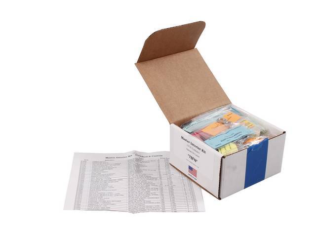 HARDWARE KIT, Master Interior, correct fasteners to attach interior components in a discounted kit versus purchasing individual smaller kits, (352) incl OE style fasteners w/ correct color and markings