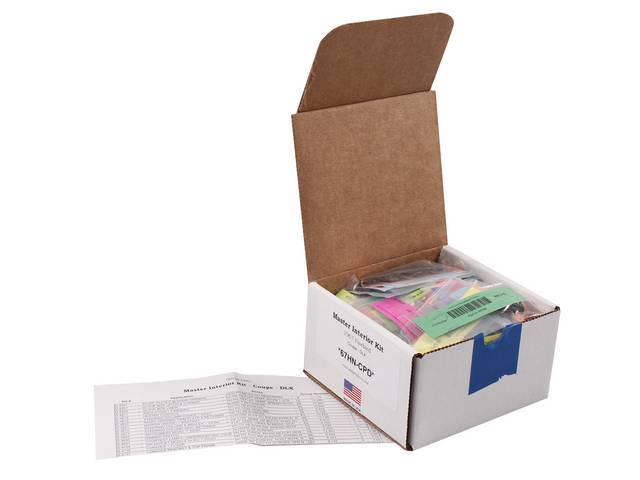 HARDWARE KIT, Master Interior, correct fasteners to attach interior components in a discounted kit versus purchasing individual smaller kits, (364) incl OE style fasteners w/ correct color and markings