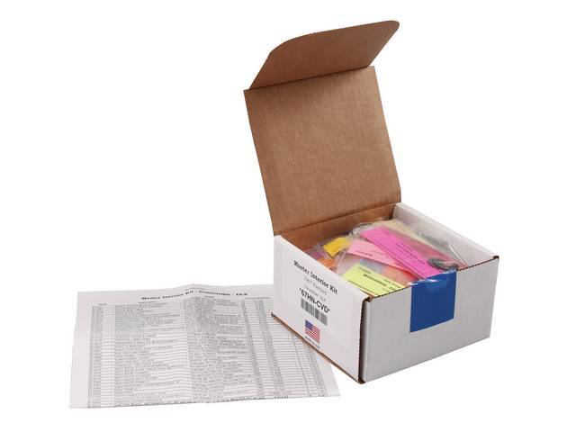HARDWARE KIT, Master Interior, correct fasteners to attach interior components in a discounted kit versus purchasing individual smaller kits, (327) incl OE style fasteners w/ correct color and markings