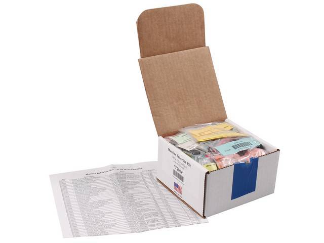 HARDWARE KIT, Master Interior, correct fasteners to attach interior components in a discounted kit versus purchasing individual smaller kits, (277) incl OE style fasteners w/ correct color and markings