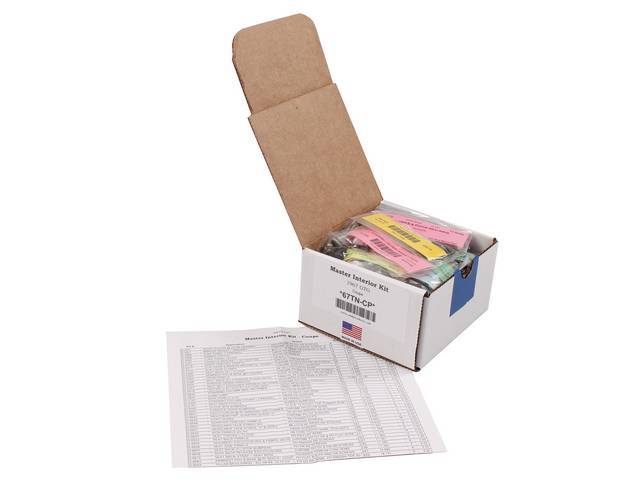 HARDWARE KIT, Master Interior, correct fasteners to attach interior components in a discounted kit versus purchasing individual smaller kits, (344) incl OE style fasteners w/ correct color and markings