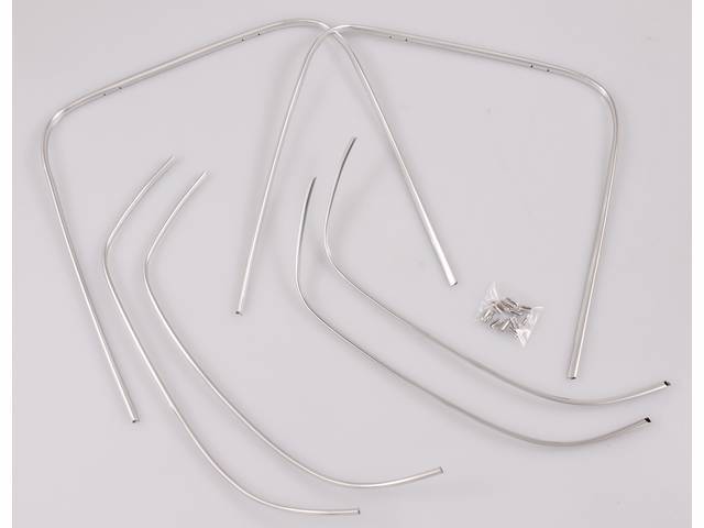 Mylar Chrome Trim Kit, Bucket Seat,, 18-piece kit, includes pre-cut lengths to do 4 lower shields and 2 back panels, plus end caps, OE-quality reproduction