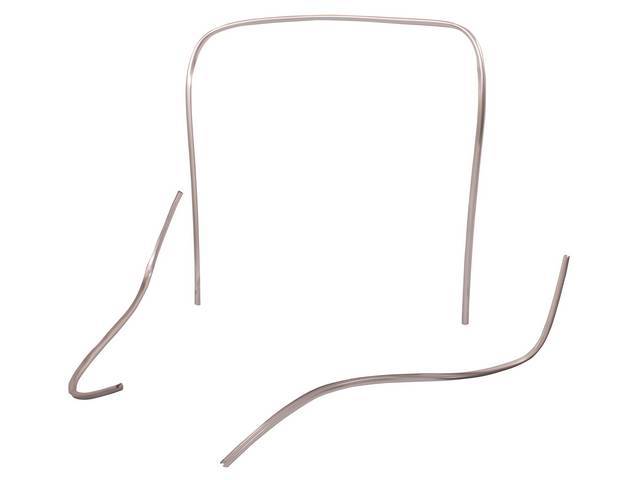 Bucket Seat Mylar Chrome Trim Kit, 18-piece kit, includes pre-cut lengths to do 4 lower shields and 2 back panels, plus end caps, OE-quality reproduction