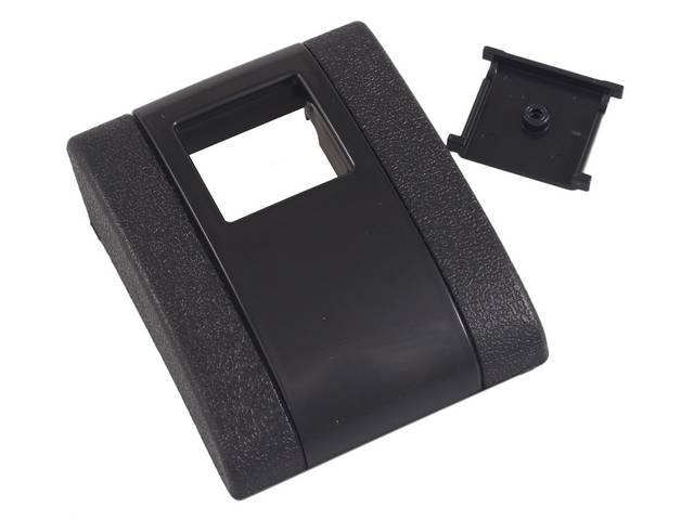 Seat Belt Buckle Cover, Black, includes matching color button, reproduction