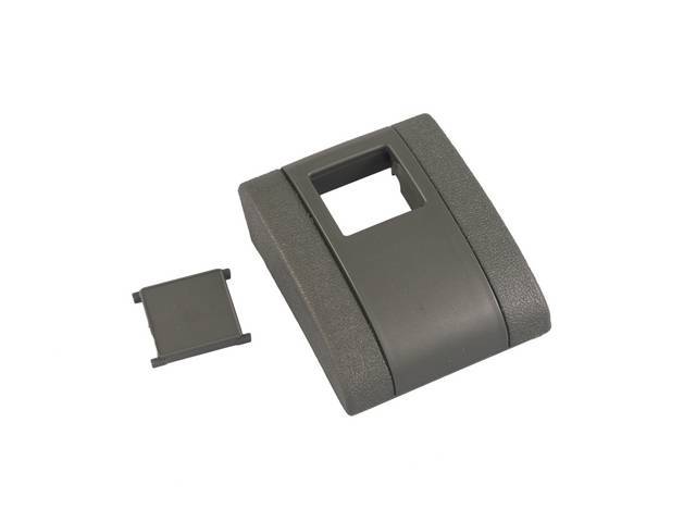 Seat Belt Buckle Cover, Dark Green, includes matching color button, reproduction