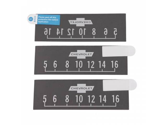 SCREEN PROTECTORS, (3), White, Solid Bowtie w/ *CHEVROLET* block lettering, Incl radio dial art work, Protects your Retrosound Radio face plate