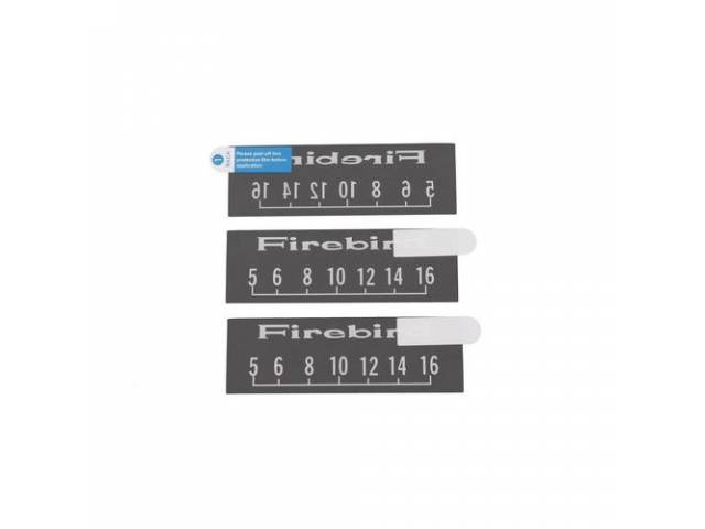 SCREEN PROTECTORS, (3), White, *Firebird* w/ block lettering, Incl radio dial art work, Protects your Retrosound Radio face plate