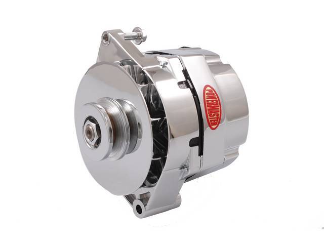 Powermaster Alternator, New, Chrome Finish, 120 amp, 1 or 3 wire operation,