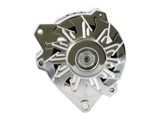 Powermaster Alternator, New, Chrome Finish, 140 amp, 1 wire or OE-harness operation