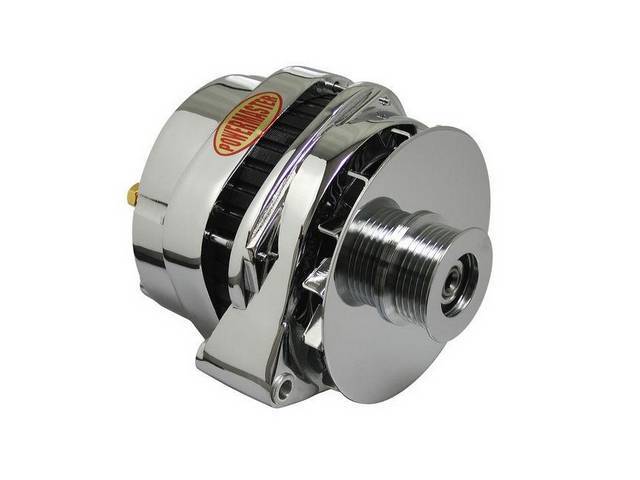 Powermaster Alternator, New, Chrome Finish, 200 amp, OE-harness operation