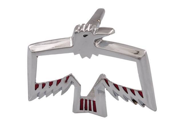 Rear Side Marker Light Bezel, RH or LH, good reproduction, chrome finish and red accents, reproduction