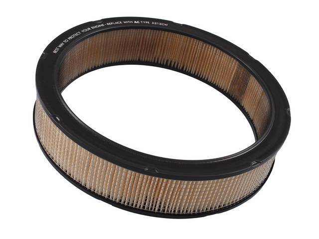 Air Cleaner Element,, Paper, 14 Inch o.d. x 3 Inch, replaces GM p/n 6421746, OE-style reproduction