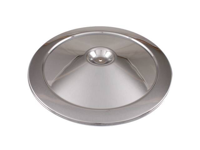 Air Cleaner Cover, 14 inch o.d., OE type w/ correct rolled edge, chrome finish, GM Licensed Reproduction