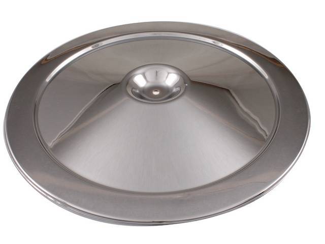 Air Cleaner Cover, 14 inch O.D., OE type w/ correct rolled edge and chrome finish, GM Licensed Reproduction