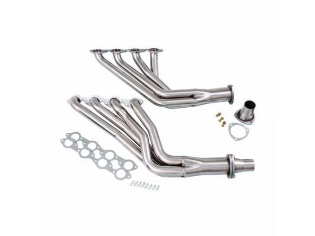 Headers, Full Length Long Tube, Pypes, Stainless Steel finish, 2 inch primaries and 3 1/2 inch collector