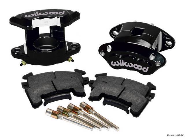 CALIPER KIT, Front Disc Upgrade, D154 by Wilwood, Black powder coated finish 1 piston forged billet aluminum w/ stainless steel pistons and high temperature seals, incl hardened slide pins and BP-10 high friction pads, mounts in stock location over stock