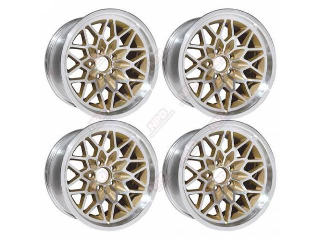 Snowflake Wheel Set, 15 X 8,Cast Aluminum w/ Gold Inserts, set of 4, reproduction for (78-81)