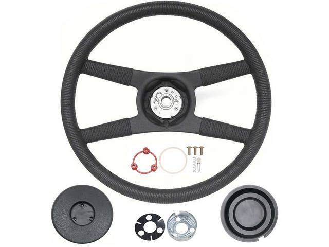 Sport 4-Spoke Steering Wheel Kit, Black Rope-Wrapped, reproduction