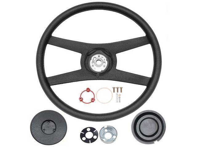 Sport 4-Spoke Steering Wheel Kit, Black Padded, reproduction