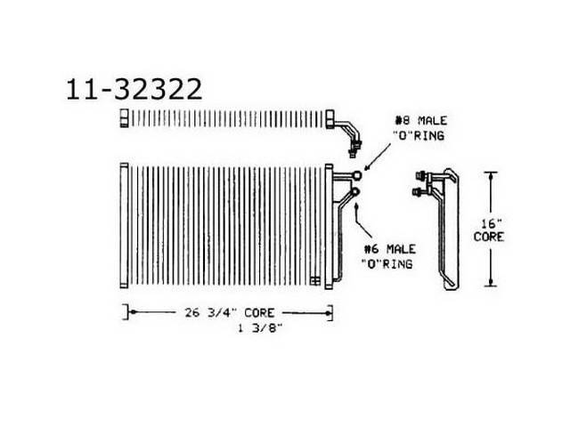A/C Refrigerant Condenser, Factory Replacement for (74-77)