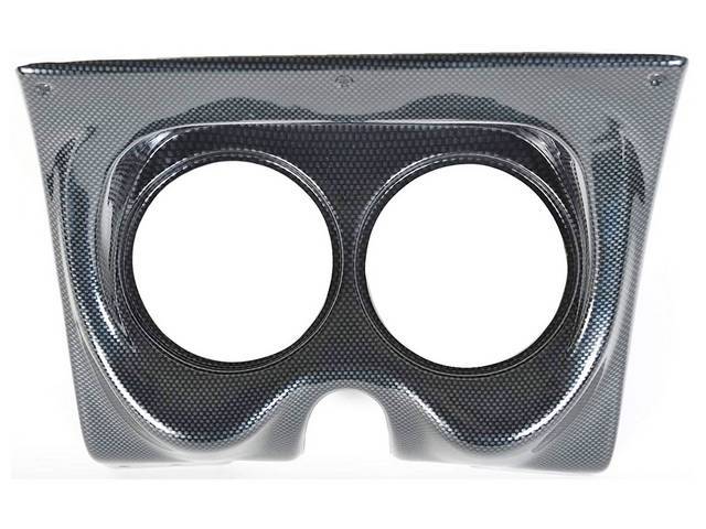 HOUSING, Instrument Carrier, custom gauge panel w/ carbon fiber face, mounts in stock location, features two gauge openings - mounts two 5 inch gauges (common size for speedometer and tachometer), gauges not incl, molded UV resistant ABS-plastic, Classic