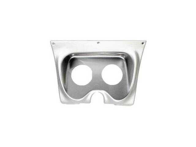 HOUSING, Instrument Carrier, custom gauge panel w/ brushed aluminum face, mounts in stock location, features two gauge openings - mounts two 3 3/8 inch gauges (common size for speedometer and tachometer), gauges not incl, molded UV resistant ABS-plastic,
