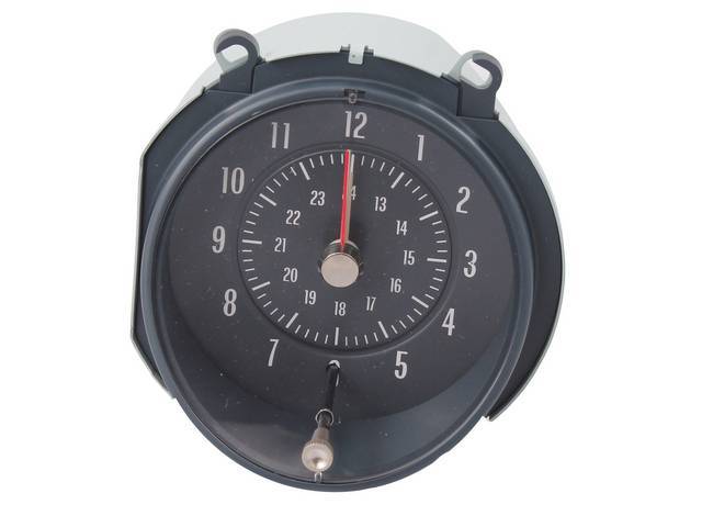 Clock, In-Dash, Blue Face W/ White Markings, designed for use w/ factory wiring harness, reproduction