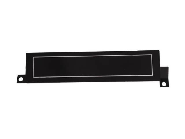Center Vent Delete Panel, black and silver plastic, repro