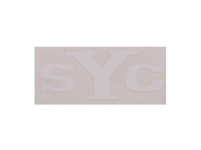 Yenko *SYC* Head Rest Decal, White, sold each, Phoenix Graphix reproduction