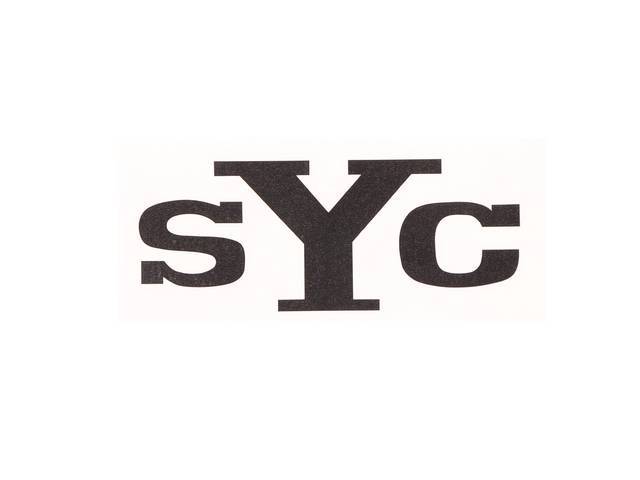 Yenko *SYC* Head Rest Decal, Black, sold each, Phoenix Graphix reproduction