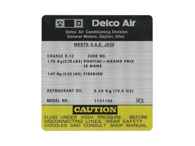 A/C Compressor Decal, *1131106*, repro