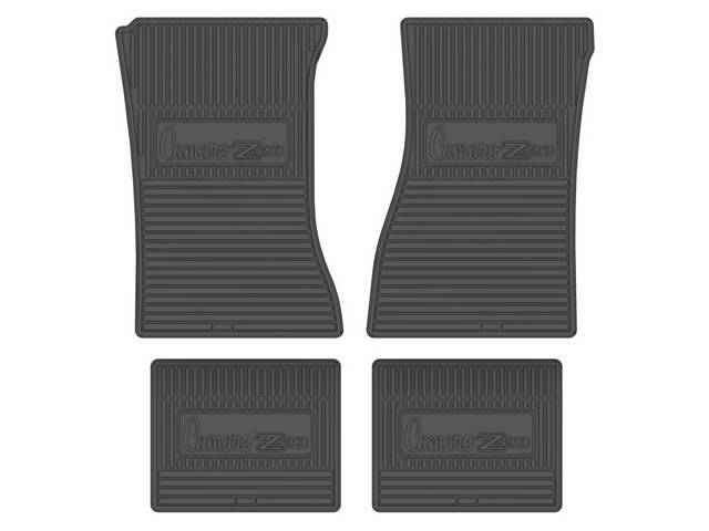 Custom Vintage Logo Floor Mat Set, features the *Camaro Z28* logo, Gray, 4-pc set