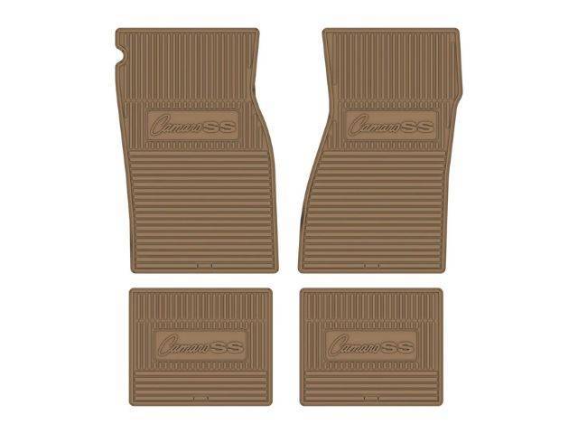 Custom Vintage Logo Floor Mat Set, features the *Camaro SS* logo, Tan, 4-pc set