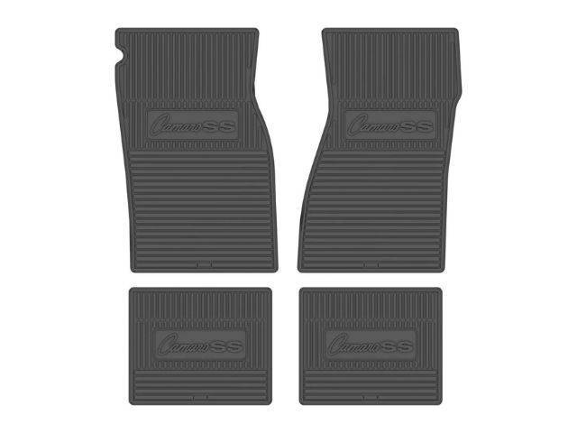 Custom Vintage Logo Floor Mat Set, features the *Camaro SS* logo, Gray, 4-pc set