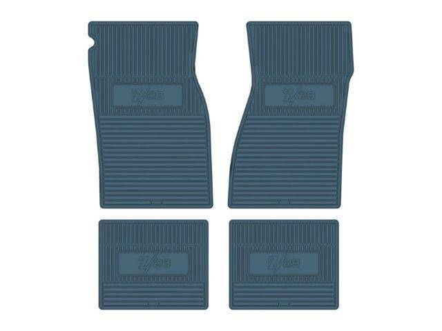 Custom Vintage Logo Floor Mat Set, features the *Z/28* logo, Medium Blue, 4-pc set