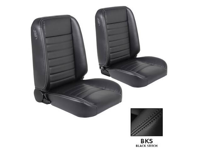 TMI Pro Classic Series, Cruiser Collection Classic Style Complete Seat Set, Black vinyl / black stitching