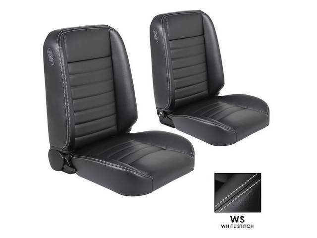 TMI Pro Classic Series, Cruiser Collection Classic Style Complete Seat Set, Black vinyl / white stitching