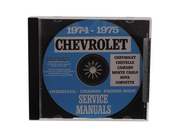 Shop Manual on CD, 1974-75 Chevrolet Incl 1974-75 Chevrolet chassis, overhaul and Fisher body manuals