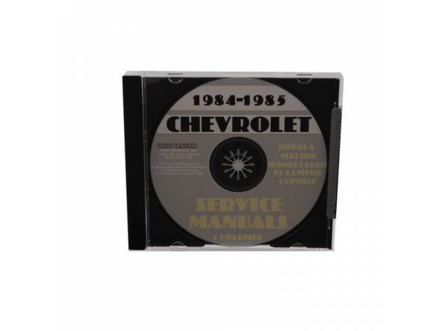 Shop Manual on CD, 1984-85 Chevrolet, service manual only, 3 volume set