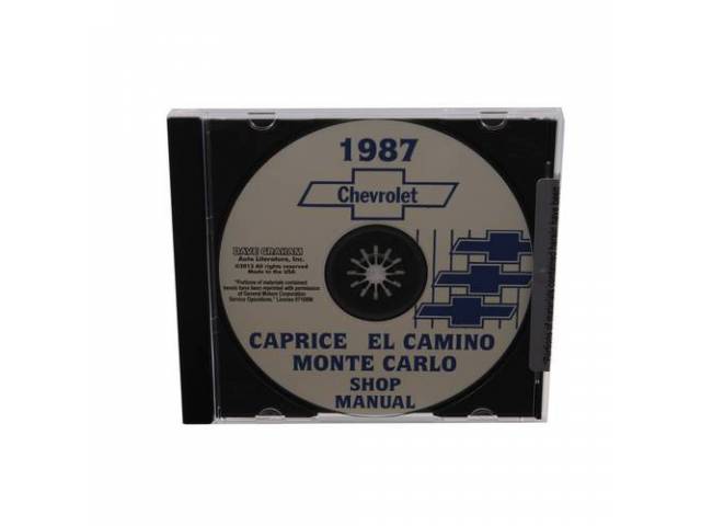 Shop Manual on CD, 1987 Chevrolet, service and body manual