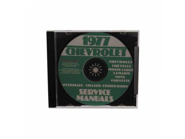 Shop Manual on CD, 1977 Chevrolet Incl 1977 Chevrolet chassis, overhaul and Fisher body manuals
