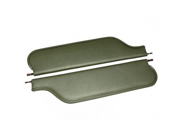 Light Metallic Green Premium Sunvisor Set, Madrid Grain, Concours Quality repro by Legendary Auto Interiors