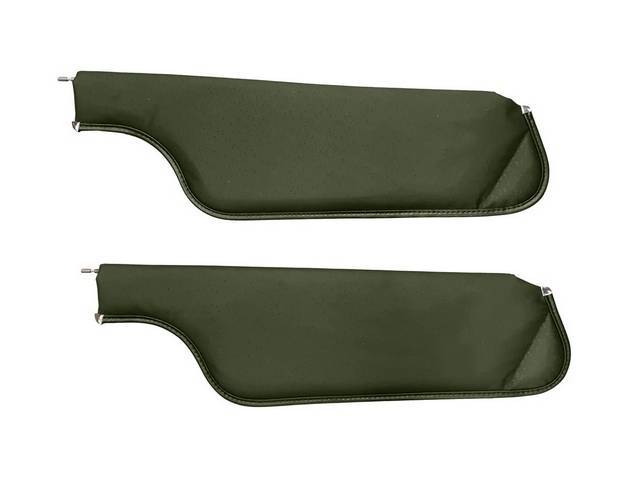 Dark Green Premium Sunvisor Set, Perforated Grain, Concours Quality reproduction by Legendary Auto Interiors