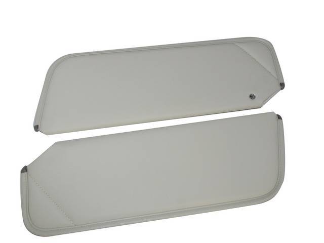White Premium Sunvisor Set, Non-Perforated Grain, Concours Quality reproduction by Legendary Auto Interiors